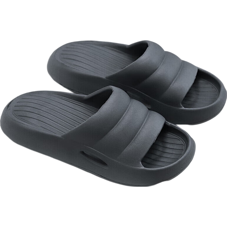 Huamei Jianbu Couple's Soft Sole Cool Slippers Thick Sole Indoor Outdoor Non-Slip Elastic Bottom HM2020 Gray Size 44-45