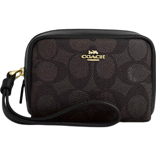 COACH Women's Wristlet Small Clutch Dark Brown and Black CW907 Gift for Girlfriend