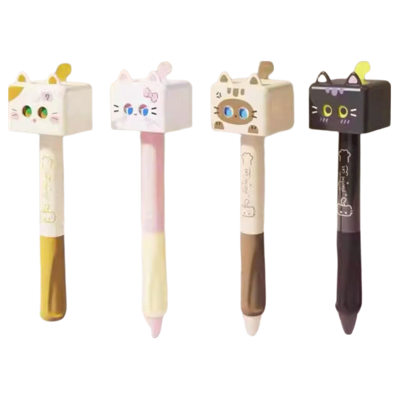 GOTOVAN Cube Pat Pat Face-Changing Pen Cat Dog Stress Relief Gel Pen Cute Girl High-Value Click Creative Study Pen Quick-Dry Smooth Black Ink Student Signature Pen