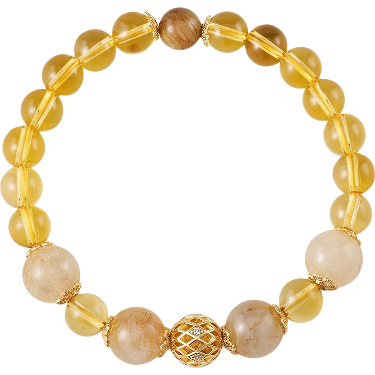 AJIDOU Bracelet, New Chinese-Style Yellow Crystal Beads, Casual Versatile Bracelet, Birthday Gift for Girlfriend, New Year Present