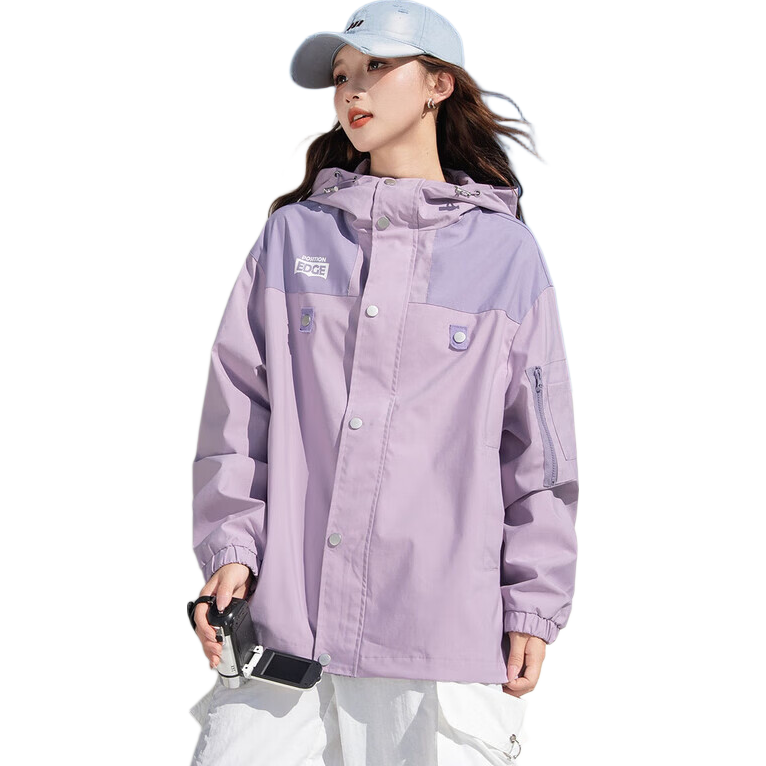 TonLion 2025 Autumn Women's Hooded Patchwork Workwear Jacket
