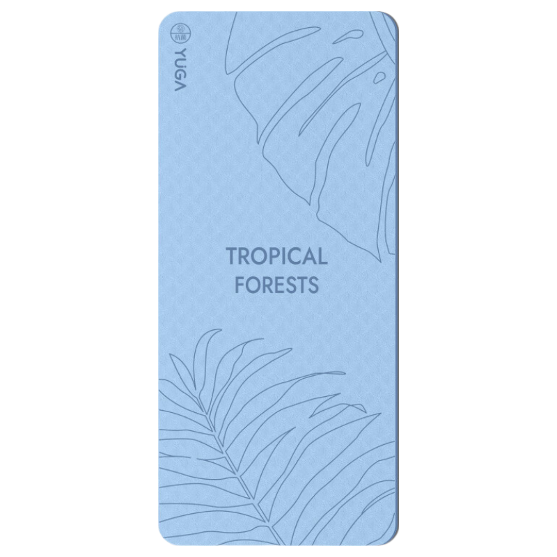 Gumifan Tropical Forest Yoga Mat Thickened Non-toxic Women's Fitness Mat Home Anti-slip Shockproof Silent Thickened Exercise Mat Blue