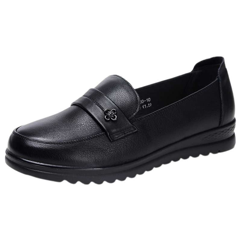 Spider King Women's Loafers Fashion Casual Leather Shoes Comfortable Mom Shoes 09F460 Black Size 38