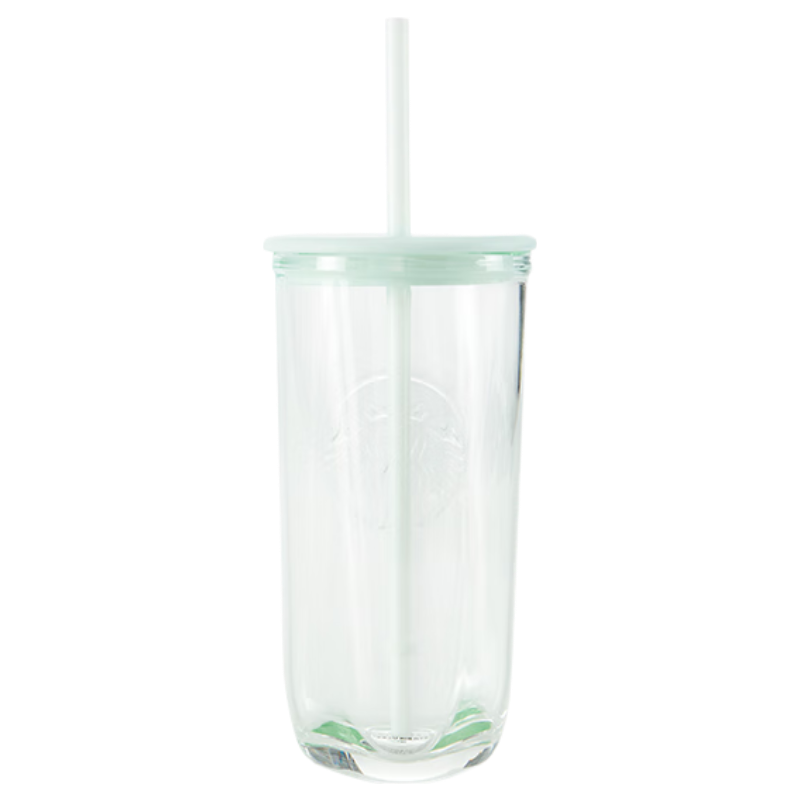 Starbucks Mint Green Series Triangular Glass Straw Cup 473ml Coffee Tea Water Cup Women's Day Gift