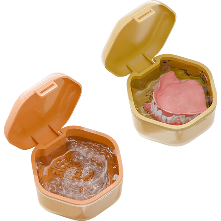 Kelorlock Portable Travel Invisible Aligners Retainer Storage Box Denture Soaking Cleaning Case