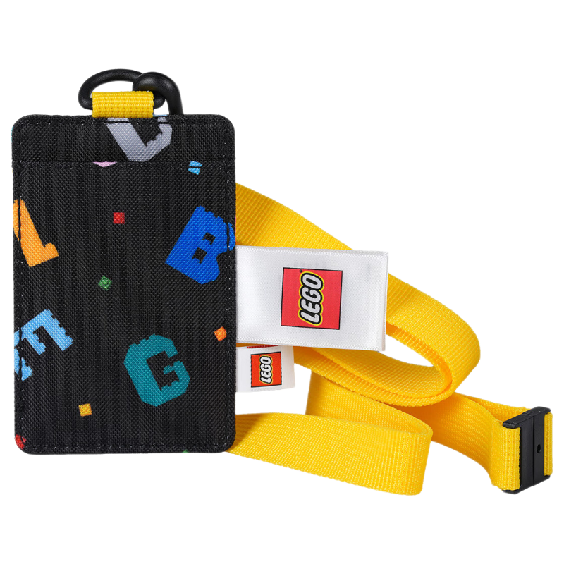 LEGO Card Holder Student Bus Card Bag Lunch Card Bag Children's Access Card Lanyard Neck Strap Badge Colorful Letters Black 20331