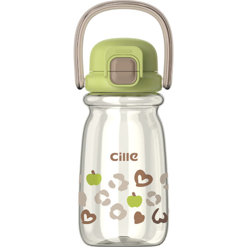 Cille Large Capacity Student Sports Water Bottle Outdoor Fitness Dual Drinking Straw Cup Portable Car Water Bottle for Men and Women