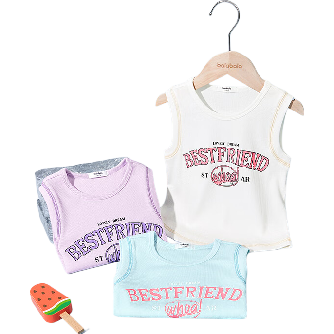 BALABALA Kids Girls Sleeveless Vest 2025 Summer Fashion Sweet Cool Style Top for Older Children 208225122003