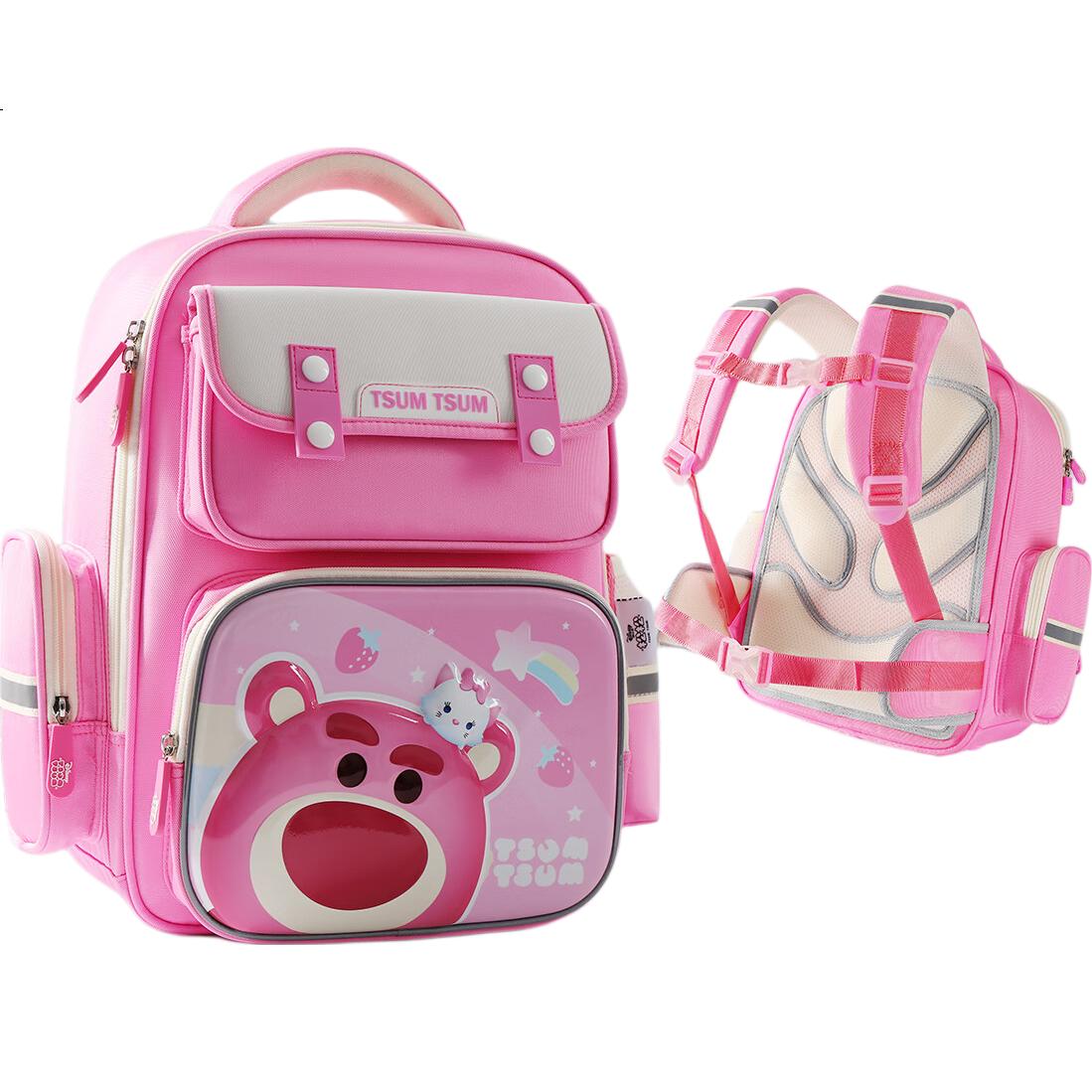 Disney Backpack for Primary School Boys Grades 1-4, Lightweight Spine-Protecting Shoulder Bag for Children And Girls, Red