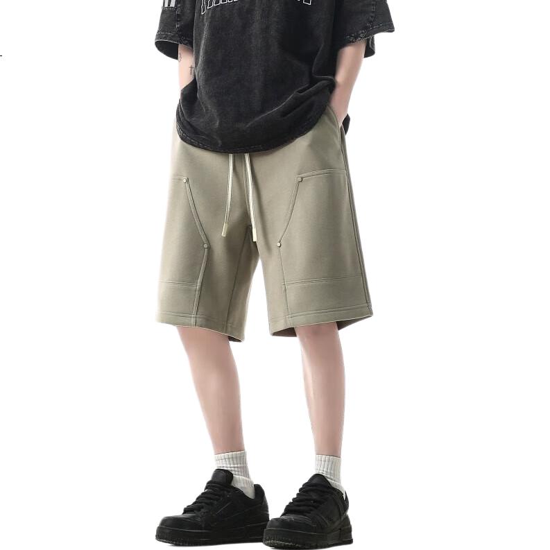 IZEXX American-Style Workwear Casual Shorts for Men, Summer Trendy High Street Loose Versatile Five-Point Pants IZ68 Earth Color M