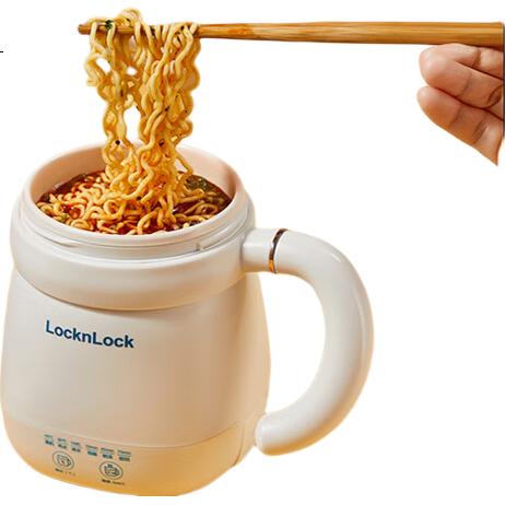 LOCK&LOCK Mini Health Pot, Ceramic-Coated Portable Kettle, Hot Water Cup for Travel, Milk Heating Cup, Travel Thermos, Electric Cooking Cup
