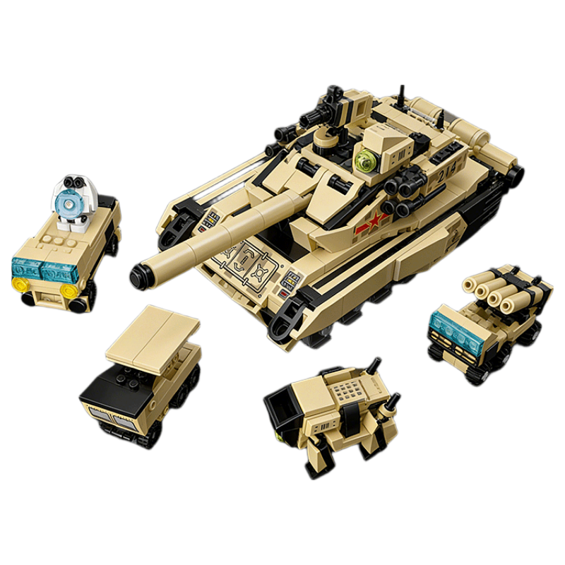 Enlightenment Building Blocks Children's Assembly Transforming Toy Military Tank War Vehicle for Boys 6-12 Years Old 99B Main Battle Tank 42214