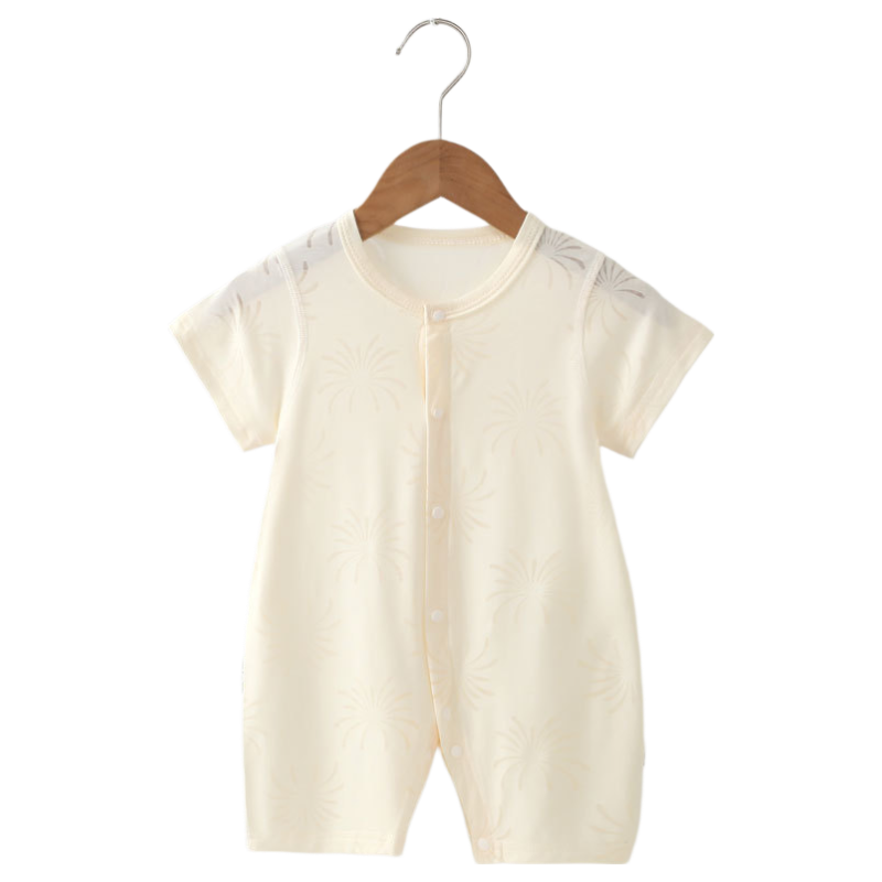 Aibao Baby Summer Thin Short Sleeve Romper Newborn Solid Color Crawling Suit Blue T300 90cm