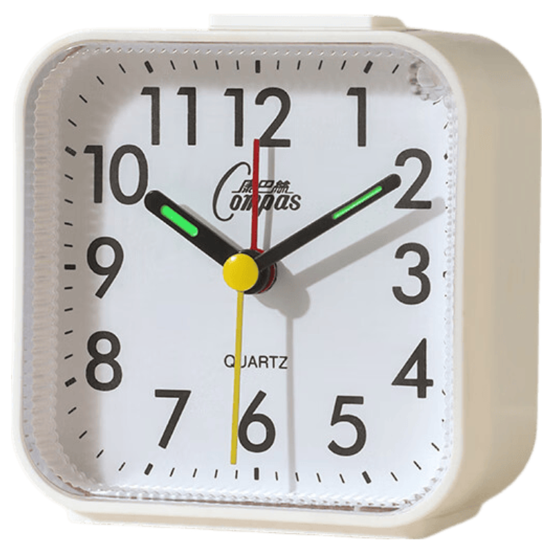 Compas Desktop Children's Alarm Clock, Quartz Clock for Students' Wake-Up Aid, Simple Bedroom Bedside Clock, 2334 White New Year Gift, Back-To Seaso