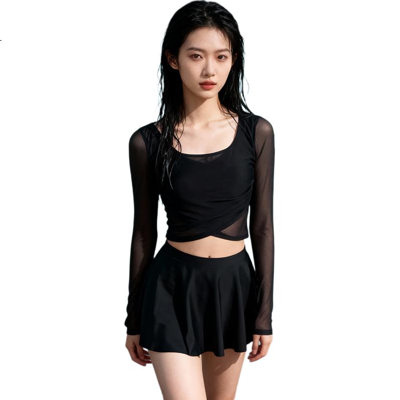 ANTA Slim Waist Swimsuit for Women, Two-Piece Long Sleeve 2025 Style, Vacation Hot Spring Bathing Suit, Concealing And Slimming Conservative Swimwear, Size M