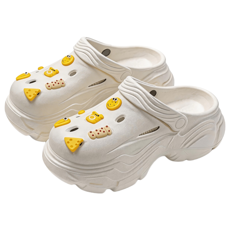 HIPANDA Women's Summer Outdoor Hollow Slip-On Shoes Thick Sole Height Increasing Non-Slip EVA Beach Breathable Cute Closed-Toe Sandals