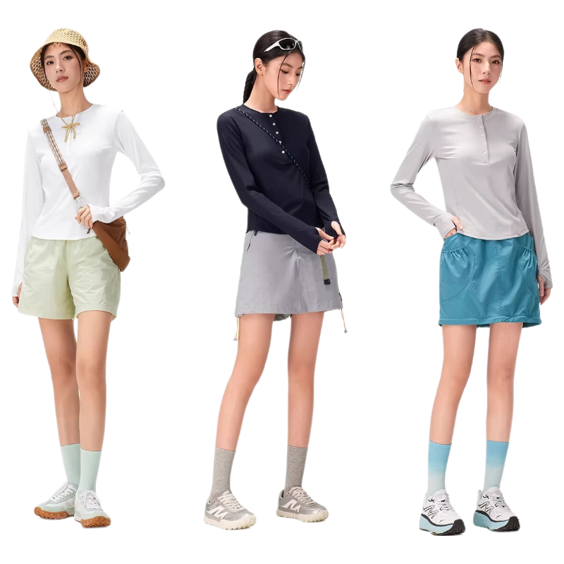 CAMEL Women's Outdoor Base Layer Long Sleeve Stretch Slim Cooling Sun Protection T-Shirt for Hiking Mountaineering Cycling T8038 Spring Summer 2026