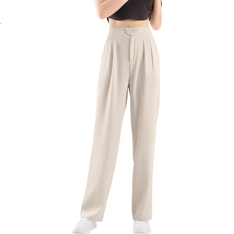 CAMEL Korean-Style Dress Pants, Black, Loose Casual Trousers, Apricot Color, High-End Drape, Straight-Leg Wide-Leg Pants Y24BY09012