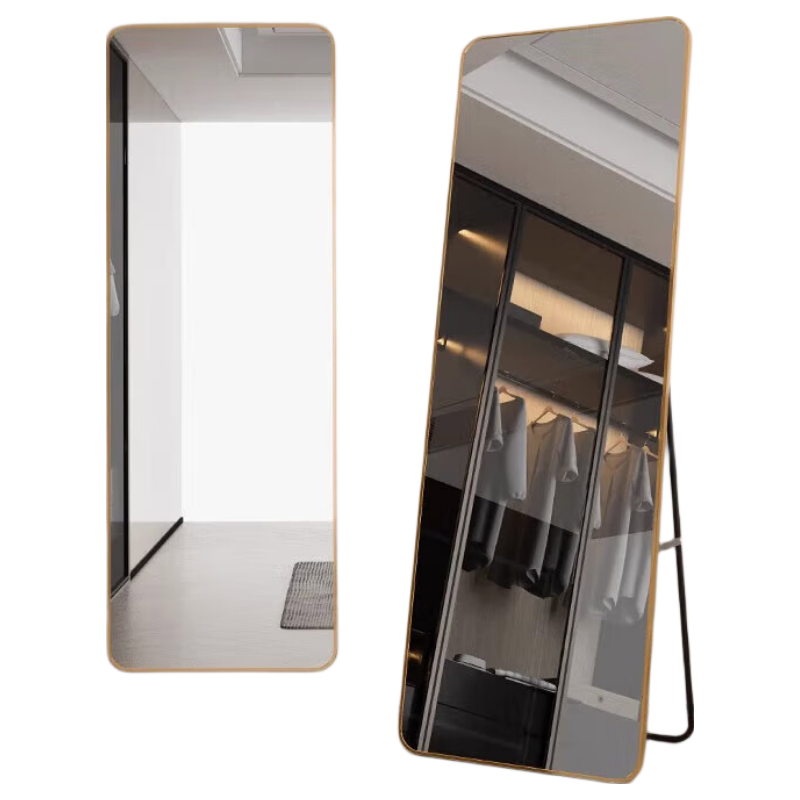 Milin Floor-Standing Full-Length Mirror for Clothing Stores, Simple Home Wall-Mounted Mirror with Gold Frame 160*50