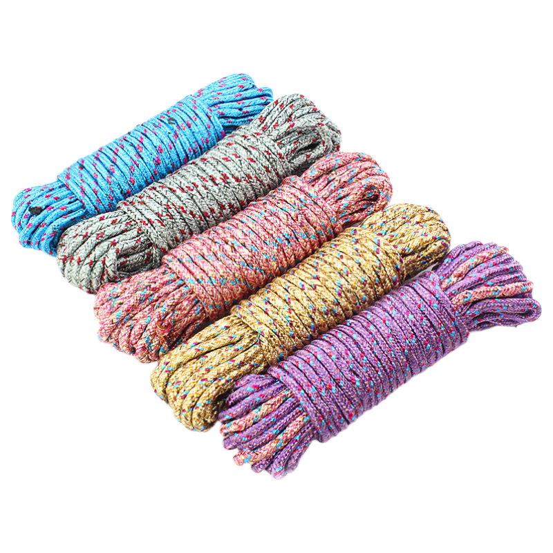 Zhimei Nylon Clothesline Thickened Windproof Non-Slip Laundry Rope for Hanging Clothes and Quilts 10 Meters Random Color