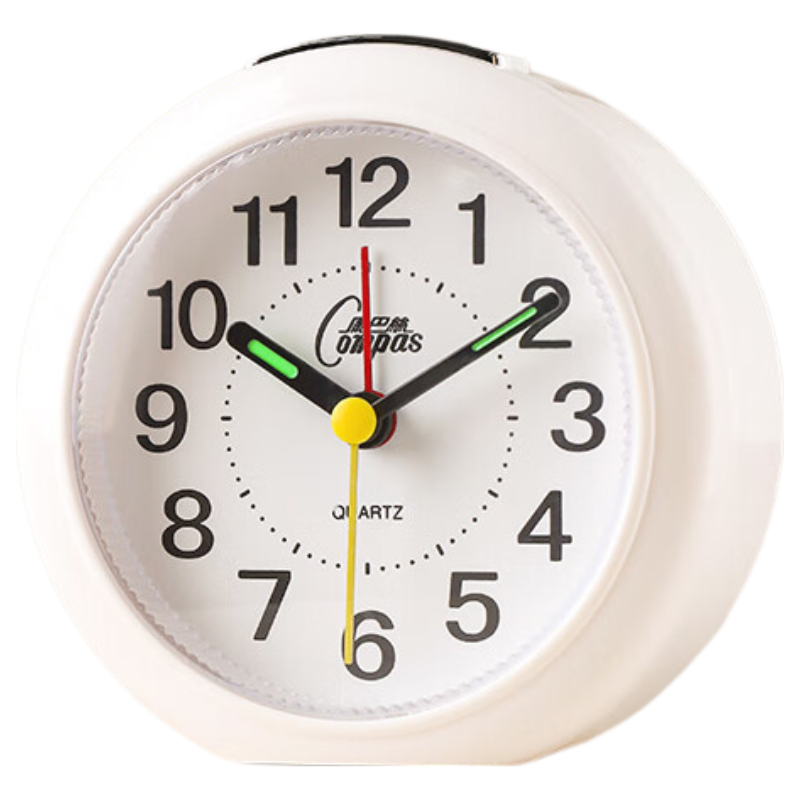 Compas Desktop Children's Alarm Clock, Quartz Clock for Students' Wake-Up Aid, Simple Bedroom Bedside Clock, 2360 White, New Year Gift, Back-To Seaso