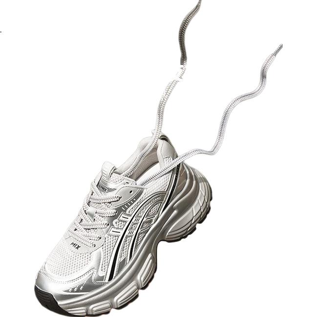 TEENMIX Women's Sneakers, Running Shoes, Height-Increasing Dad Shoes, Silver Sports Shoes, Casual Shoes for Women, New Style, Beige, Size 39