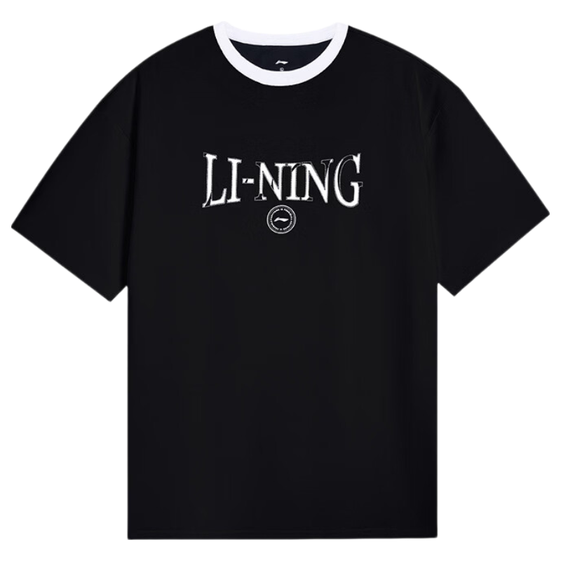 LI-NING Men's Summer Breathable Comfortable Fitness Sports T-Shirt Pure Cotton Fashion Classic Casual Short Sleeve Top