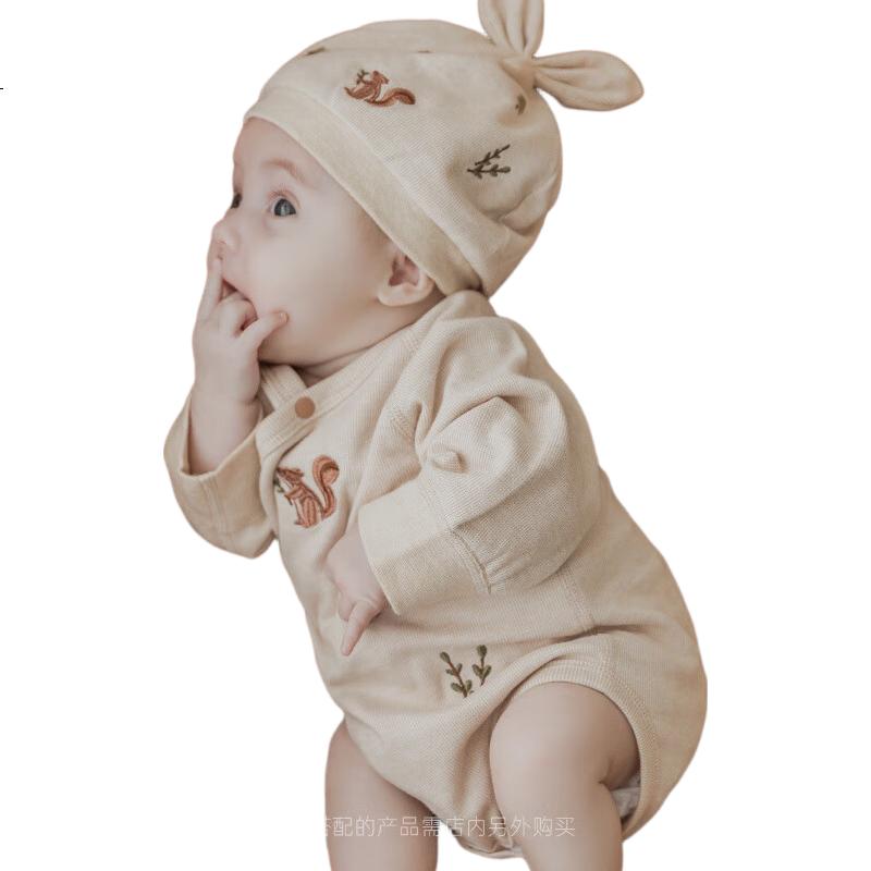 Cute Bear Newborn Baby Pure Cotton Long Sleeve Bodysuit Spring Autumn Infant Monk Suit Baby Triangle Ha Clothes
