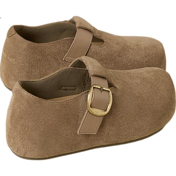 La Chapelle Women's Birkenstock Style Casual Shoes New Thick Sole Low-top Lightweight Shoes for Women Khaki Size 37