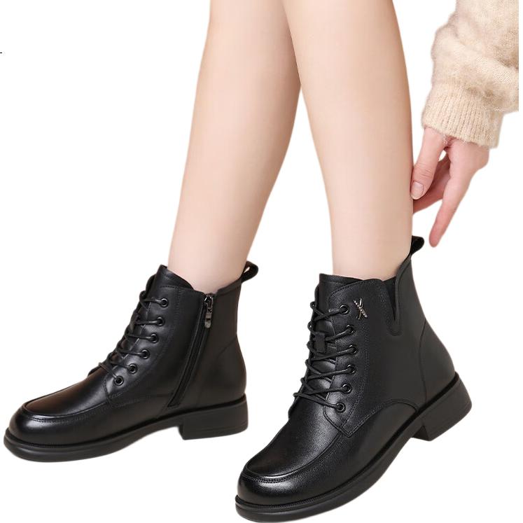 Red Dragonfly High-Top 6-Eyelet Martin Boots Women’s Fleece-Lined Warm Cotton Short Punk Style Leather Boots WTC434341C