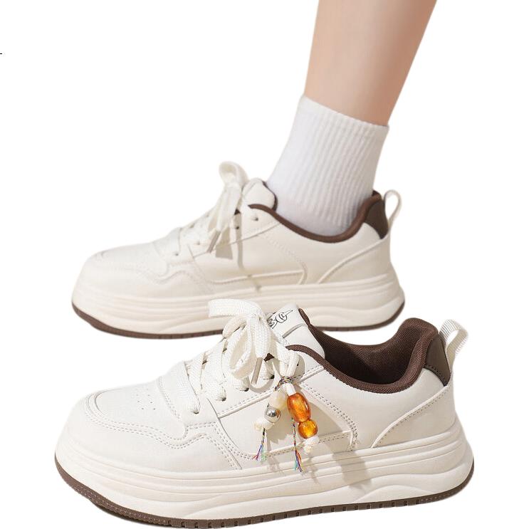 MEXICAN Women's Skateboarding Shoes White Casual Sports Dad Sneakers Size 40 Brown