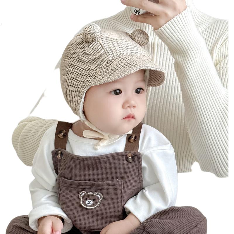 Benaxi Baby Hat Spring and Autumn Newborn Boys Small Age Infant Knitted Wool Hat Warm Ear Protection Girls Autumn Winter