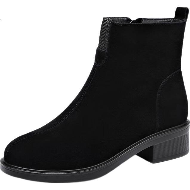 Red Dragonfly Women's Short Boots Fleece Lined Warm Slim French Style Suede Boots WTC435021H