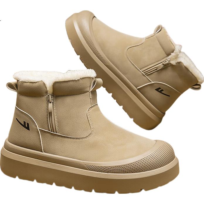 Warrior Men's Snow Boots 2025 Autumn Winter New Men's Cotton Shoes Fleece Lined Thickened Warm Casual Shoes Khaki Size 43