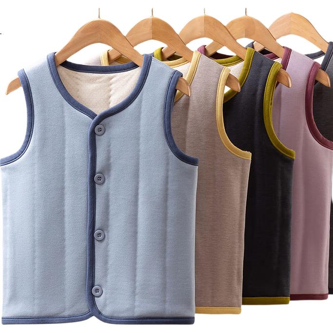 Miiow Kids Thermal Fleece Vest Autumn Winter School Uniform Essential Boys Girls Thickened Wool Cotton-Padded Innerwear