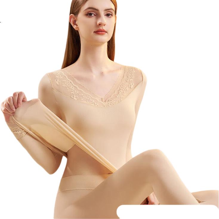 GRACEWELL Lace Ultra-Thin Base Layer Thermal Underwear Set for Women Autumn Skin-Friendly Invisible Seamless Winter New Arrival