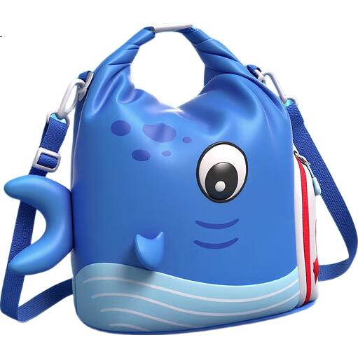 Three Duckling Cartoon Shark Swimwear Storage Bag Kids Waterproof Wet and Dry Separation Swimming Beach Backpack Orange Fish