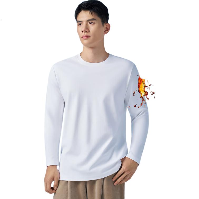 LangSha 25th Anniversary New Arrival [Ren Jialun Celebrity Endorsed Quality] Heavyweight Water Cloud Pure Cotton Men's Long Sleeve Base Shirt