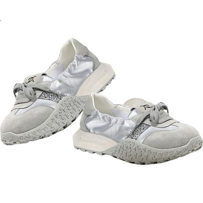 Basto [Little Carp] Thick Sole Ballet Training Shoes A-Gan Shoes Women's Casual Shoes D3063BA5 Silver Gray 38