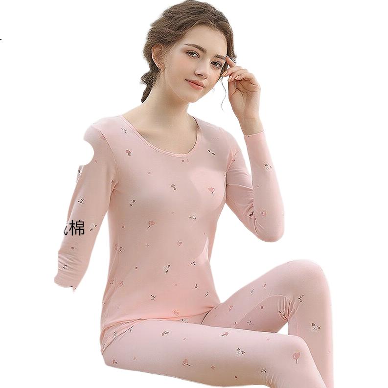 Caiyue Youth Cotton Printed Thermal Underwear Set for Girls and Teens Autumn Winter Cotton Base Layer Pajamas