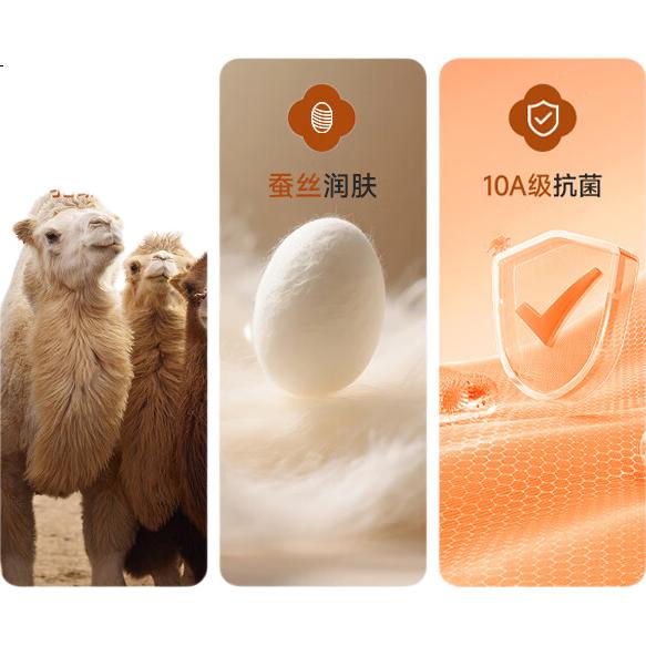 GUJIN Men's Thermal Set Camel Hair Silk Autumn Winter Base Layer Fleece Lined Quick Warm Antibacterial 10A