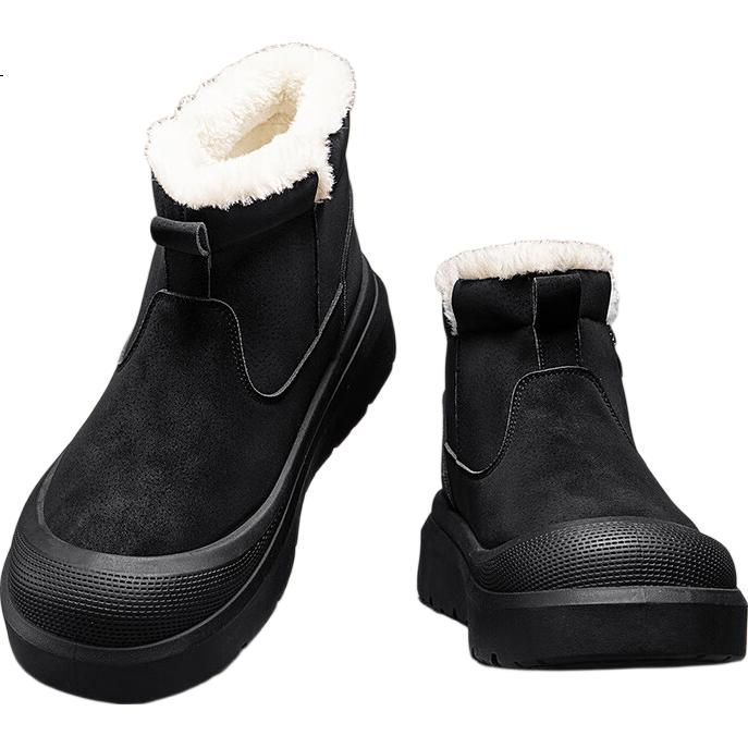 Warrior Men's Snow Boots 2025 Autumn Winter New Men's Cotton Shoes Fleece Lined Thickened Warm Casual Shoes Black Size 41