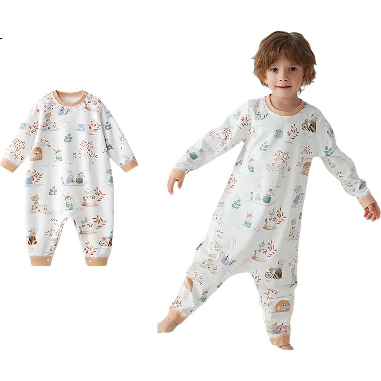 Betis Baby Sleepwear Spring Autumn Thin 2026 New Boys Girls Children's Long Sleeve Homewear Jumpsuit Set