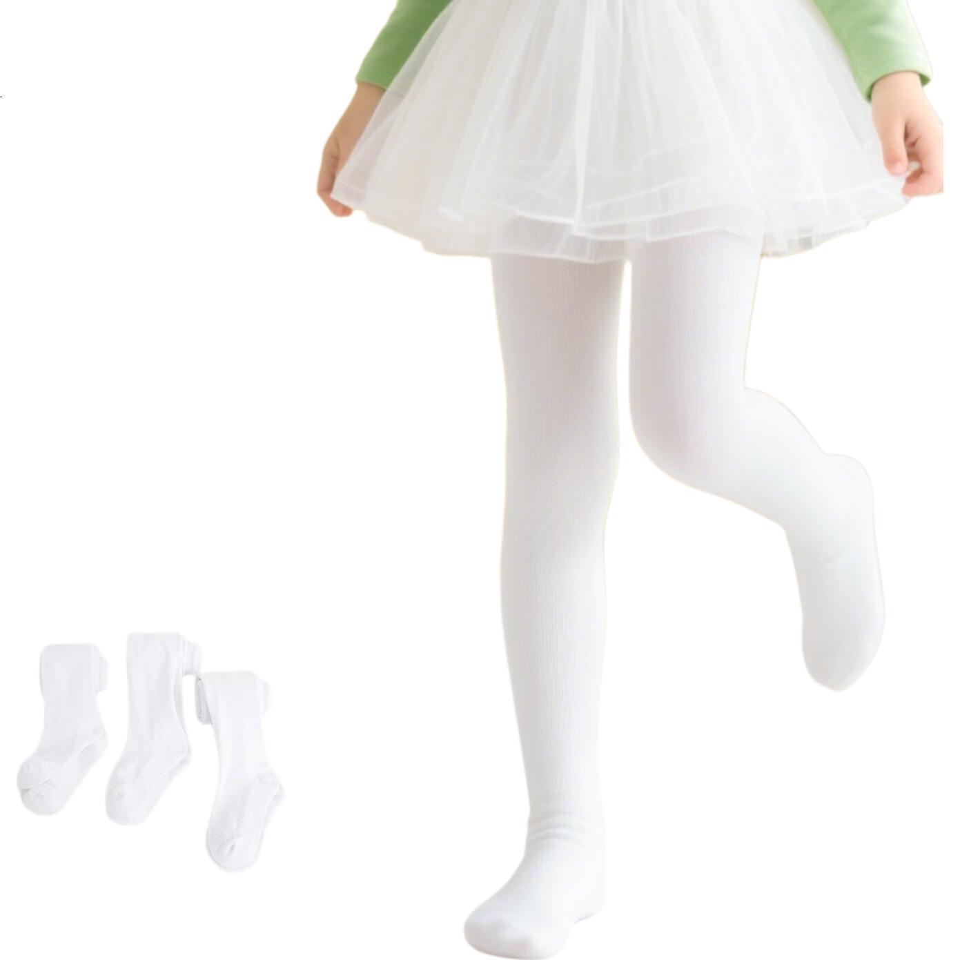 Aiwugo Girls' Tights Autumn Winter Leggings Children's Dance Socks White Seamless Non-Slip Socks White M