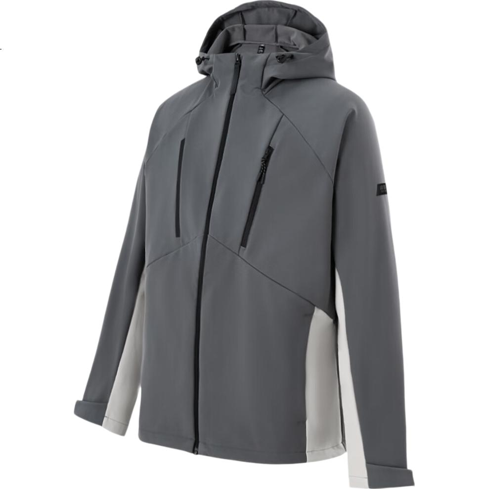 Adidas Fleece-Lined Outdoor Hooded Training Casual Sports Jacket for Men KG8968 Dark Gray L
