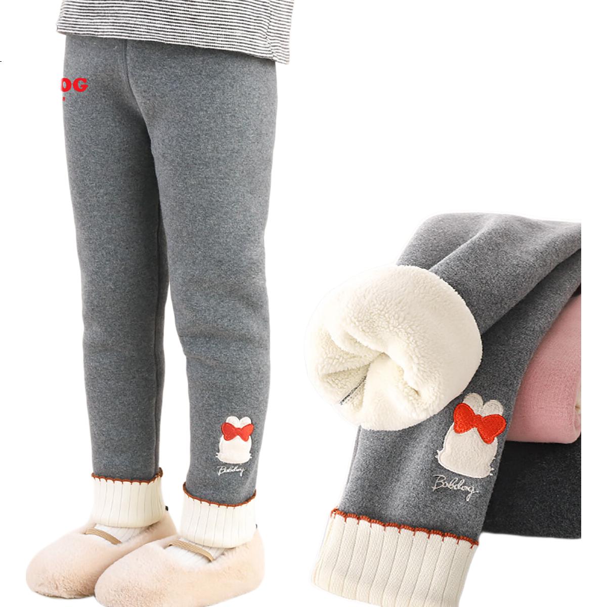 BOBDOG Kids Fleece-Lined Thermal Leggings Winter Warm Girls Outerwear Pants Baby Plush Cotton-Lined Tights