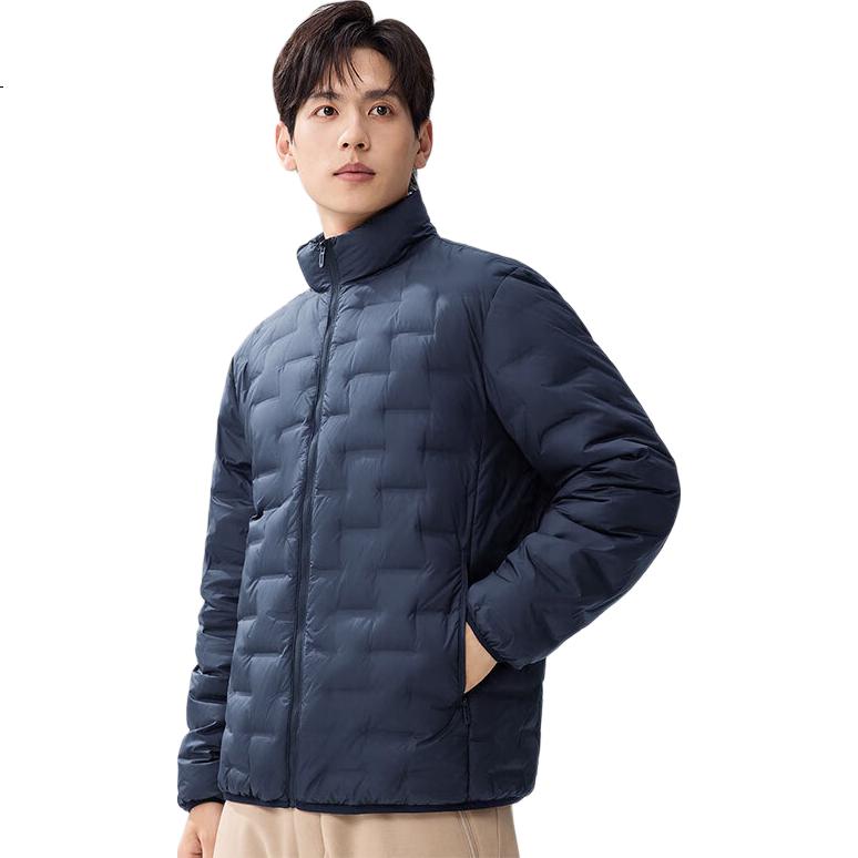 SNOWFLYING Lightweight Down Jacket Men Autumn New Casual Loose Stand Collar Warm Versatile Short Coat Iceberg Blue 4XL
