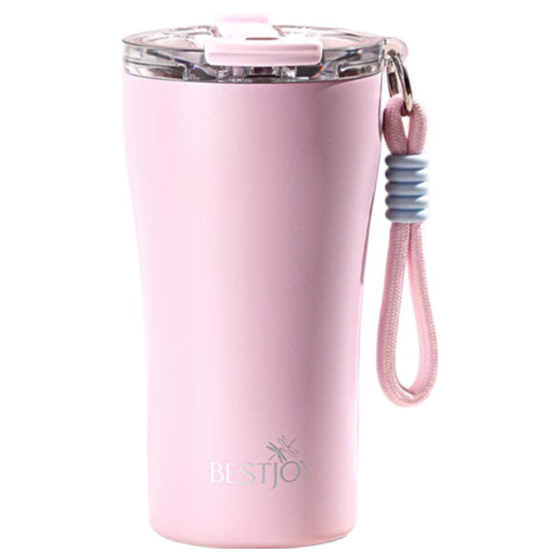 FUGURNG BESTJOY 316L Stainless Steel Coffee Thermos Cup Office Direct Drinking Travel Mug Pink 450ml