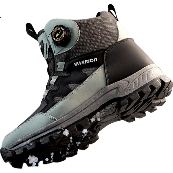 Warrior Men's Snow Boots Warm Hiking Fleece Thickened Large Size High-top Northeast Cotton Shoes 1902 Moon Black 44
