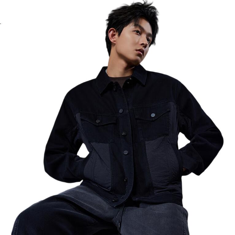 CABBEEN Black Bull D9 Men's Jacket Double-Fabric Splicing Skin-Friendly Comfortable Casual Commuter Autumn Denim Jacket